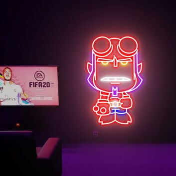 Elevate Your Game Room, Home Office, and Party Ambiance with the Fantastic Four Hellboy Neon Sign Wall Decor.
