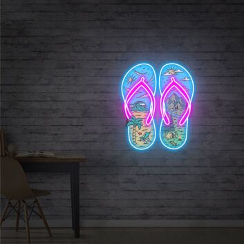 Brighten Up Your Beach House or Summer Party with Flip Flops Art Bedroom Led Uv Neon Sign