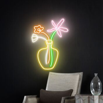 Brighten Your Space: Flower Neon Sign Wall Art for Bedroom, Party, and Wedding Elegance