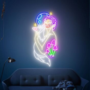 Brighten Your Bedroom, Office, and Party Ambiance with the Enchanting Fox In The Arms Of A Beautiful Woman Neon Sign Art.