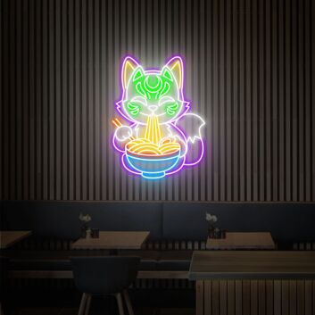 Elevate Your Space: Fox Ramen Neon Sign Fox Neon Sign Japanese Mask Fox Neon Japanese Noodles LED Neon Sign - Perfect for Home Decor, Bars, and Trendy Restaurants.