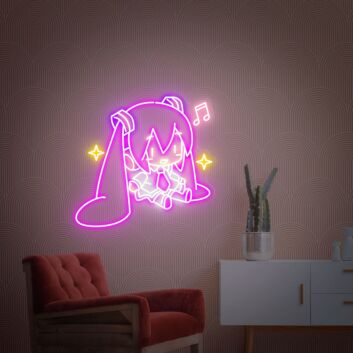 Elevate your game room and anime-themed parties with the Hatsune Miku Neon Sign Music Animal Neon Lights Decor, perfect for adding a vibrant touch to your home, office, or store ambiance.