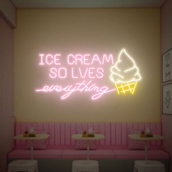 Brighten Your Space from Home to Office: Ice Cream Solves Everything Neon Sign Pink Led Sign Ice Cream Neon Sign Wall Decor Perfect for Parties, Weddings, and Storefronts.
