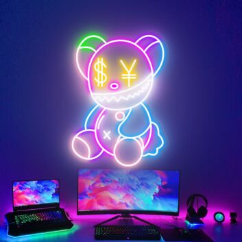 Brighten Up Your Space with Kaw Teddy Bear Neon Sign: Perfect for Game Rooms, Home Decor, and Celebratory Events Like Weddings and Parties.