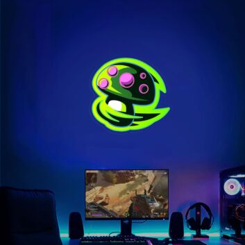 Brighten Your Gaming Room or Bar: League Of Legends Captain Teemo Poisonous Mushroom UV Neon Sign Adds Vibrant Flair to Any Space.