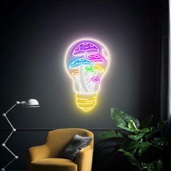 Brighten Your Space: From Cozy Cafes to Playful Home Corners with the Light Bulb Mushroom House Neon Sign Restaurant Decoration