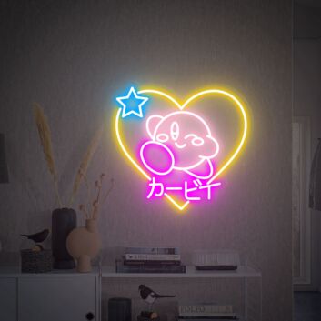 Brighten Your Gaming Space and Celebrate in Style with Love Kirby Decor Japanese Neon Sign - Perfect for Home Decor, Office Ambiance, and Anime-Themed Parties.