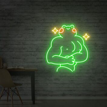 Brighten Up Your Game Room, Parties, and Home Decor with the Muscle Frog Neon Sign - A Whimsical Touch for Any Space!