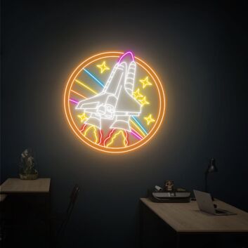 Brighten Up Your Space: Nasa Round Sign Handcrafted Led Neon Sign - The Perfect Addition for Home Decor, Bars, Offices, or Themed Parties