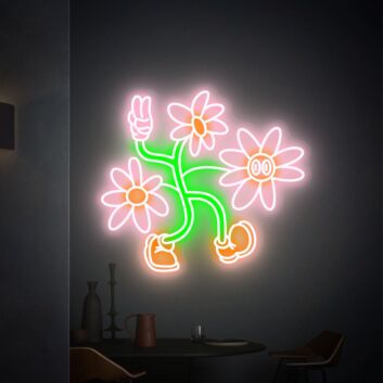 Brighten Your Space: Popping Flowers Led Neon Sign Handmade Flowers for Room Light Decor, Perfect for Weddings, Bar Ambiance, and Home Elegance.