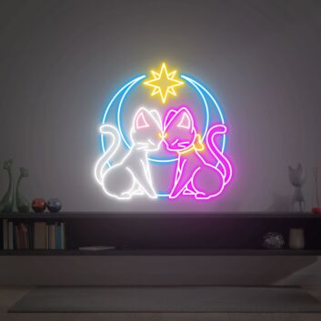 Brighten Up Your Space with Sailor Moon Luna Cat LED Neon Sign: Perfect for Anime-Themed Rooms, Home Offices, and Bar Ambiance