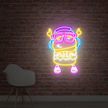 Brighten Up Your Child's Bedroom or Playroom with The Burger Kid Neon Sign Gift To Children Who Love Music - Perfect for Birthday Celebrations and Musical Themes.