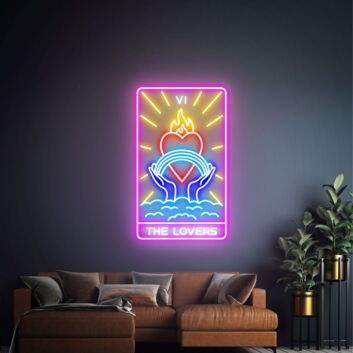 Add a mystical touch to your game room, office, or wedding with The Lovers Tarot Cards 6 Neon Sign.