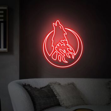 Elevate Your Space: Wolf Moon Light Sign Wall Decor Art Animal Neon Sign for Chic Home, Office Aesthetics or Vibrant Bar and Wedding Ambiance