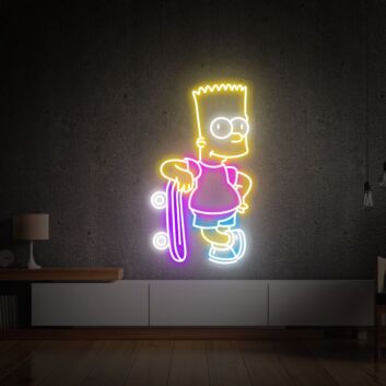 Brighten Your Child's Room or Add Fun to Parties with Bart Simpson Decor LED Neon Sign Bedroom Gift for Kids Wall Art.