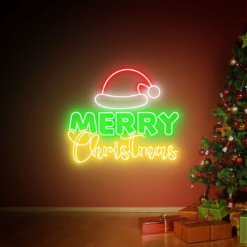 Brighten Your Festivities: Christmas Hat Led Neon Sign for Joyful Home, Office, Store, Bar, Wedding, and Party Decorations.