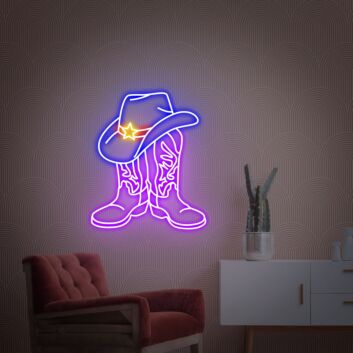 Brighten Your Western Themed Parties and Spaces with Cowboy Boot Led Neon Sign Meowdy Cowboy Cat Decor - Perfect for Home, Offices, Bars, and Weddings!
