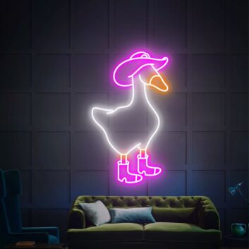 Add a Western Twist to Your Space: Cowboy Goose Led Sign Cowboy Duck Sign - Perfect for Home Decor, Office Ambiance, or Themed Events!
