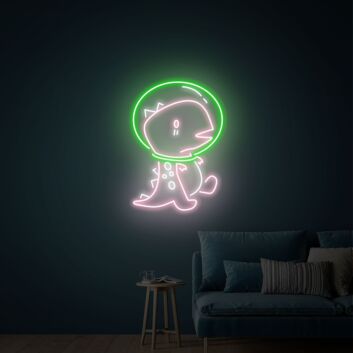 Brighten Your Space: Cute Dinosaur Astronaut Led Neon Signs Wall Decoration for Kids' Rooms, Play Areas, and Birthday Celebrations.