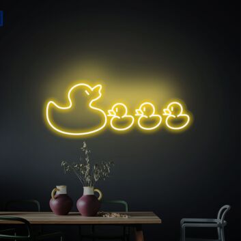 Brighten Your Celebrations and Spaces: Duck Family LED Signs - The Perfect Neon Gift for Bedroom Decor, Office, and Store Ambiance.