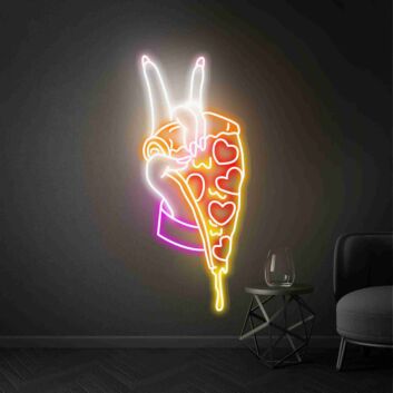 Enhance Your Space: Hand Pizza Led Neon Sign – Perfect for Kitchen Decor, Office Vibes, or Bar Ambiance, a Unique Gift for Pizza Lovers.