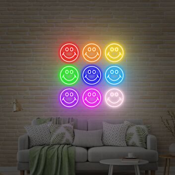 Brighten Your Space: Happy Face LED Neon Sign for Home, Office, Store, or Bar Décor and Memorable Celebrations