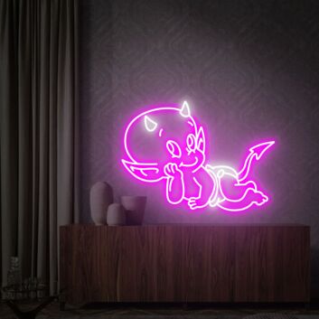 Brighten Your Space with Hot Stuff The Little Devil LED Neon Sign - Perfect for Home Decor, Bars, and Playrooms.