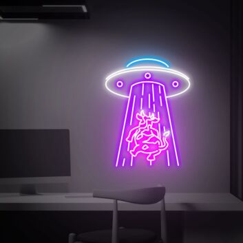 Add a whimsical touch to your bar or game room with Kidnapping Cow Led Neon Sign Cow Abduction Neon Light.