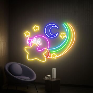 Brighten Your Gaming Space and Celebrate in Style: Kirby Stars Decor Gaming Room Decor Japanese Led Neon Sign for Home, Bars, and Weddings.