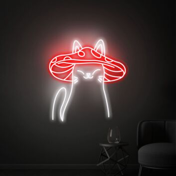 Elevate Your Space: Mushroom Cat Led Neon Sign for Whimsical Home Decor, Office Ambiance, and Unique Store Display