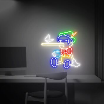 Brighten Your Fairy Tale Dreams: Pinocchio Led Neon Sign Perfect for Kids' Rooms, Play Areas, and Themed Parties