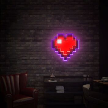 Brighten Your Special Moments: Pixel Heart UV LED Neon Sign, Perfect for Weddings, Parties, and Romantic Home Decor.