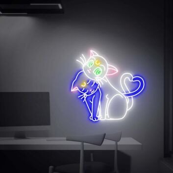 Enhance Your Space: Sailor Moon Cat Led Neon Sign for Anime Wall Art Decor - Perfect for Bedrooms, Offices, and Themed Parties