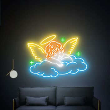 Brighten Up Your Space: Ideal for Home, Weddings, and Parties with the Sleeping Angel Neon Light Art Party Decor Gifts.