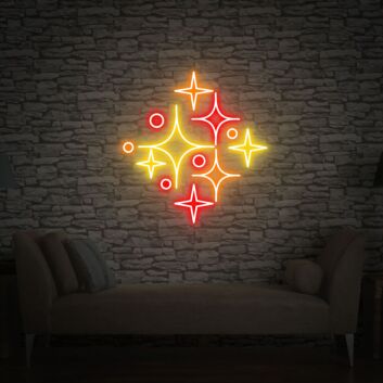 Brighten Up Your Kids&#039; Room, Play Area, and Birthday Celebrations with Sparkle Stars LED Neon Sign Decor.
