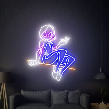 Elevate Your Space: Spider Gwen Led Neon Sign Wall Art for Enthralling Home Decor, Office Vibes, and Electrifying Party Atmospheres