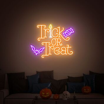 Spookify Your Space: Track Or Treat Led Neon Sign Perfect for Halloween Parties, Home, and Storefronts.