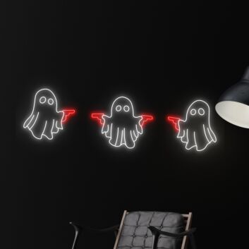 Add a Spooky Glow to Your Home, Office, or Halloween Party with Boo Ghost Shooting Led Neon Sign Home Room Decor.