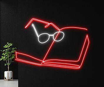 Brighten Up Your Reading Nook and Add Flair to Book-Themed Parties with the Book With Glasses Led Neon Sign Book Hanging Led Neon Lightbook Lover Deco.