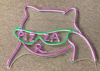 Brighten Up Your Space: Cat Wearing Pizza Glasses Led Neon Sign for Bars, Home Decor, and Trendy Office Settings