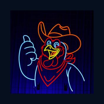 Brighten Your Bar, Club, or Western-Themed Party with Chicken Cowboy Hat Led Sign Animal Lover Neon Light Decor