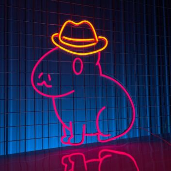Brighten Up Your Western Themed Parties and Decor with the Cowboy Capybara LED Neon Sign - Perfect for Home, Bars, and Special Celebrations