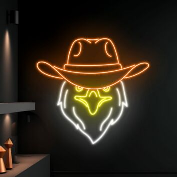 Brighten Your Western Theme: Cowboy Eagle Led Neon Sign for Bar, Office, and Rustic Home Decor
