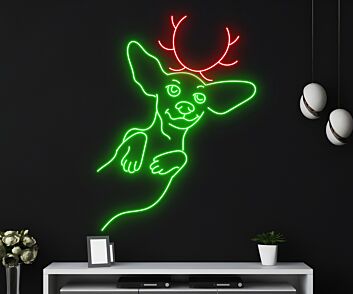 Brighten Up Your Festivities: Dachshund Christmas LED Sign, Perfect for Home, Office, and Holiday Parties Décor.