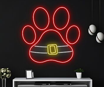 Bring Festive Joy to Your Home or Office with the Dog Paw Christmas Belt LED Neon Sign – Perfect for Holiday Decor and Celebrations