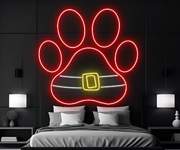 Bring Festive Joy to Your Home or Office with the Dog Paw Christmas Belt LED Neon Sign – Perfect for Holiday Decor and Celebrations
