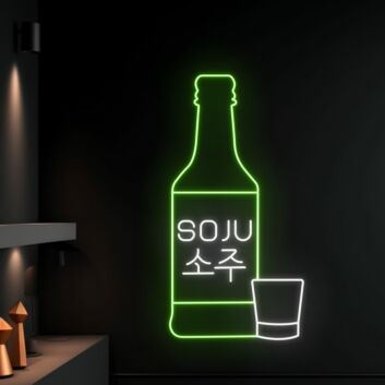 Elevate Your Bar, Club, or Soju Restaurant Ambiance with the Vibrant Drink Soju Logo Led Neon Sign - Perfect for Parties and Home Decor Enhancements.