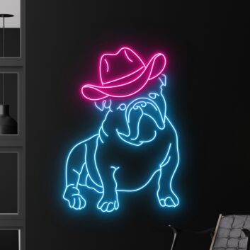 Elevate Your Decor: Make Spaces Shine with France Bulldog Cowboy Led Neon Sign for Bars, Offices, and Home Celebrations.