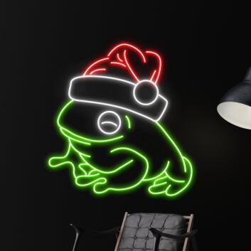 Brighten Your Festivities: Ideal for Christmas Celebrations, Home & Office Decor - Frog In Christmas Hat Led Neon Sign