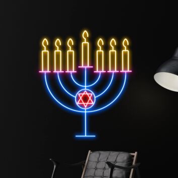 Brighten Your Hanukkah Celebrations and Decorations: Happy Hanukkah LED Neon Sign for Home, Office, Storefront, and Special Events.